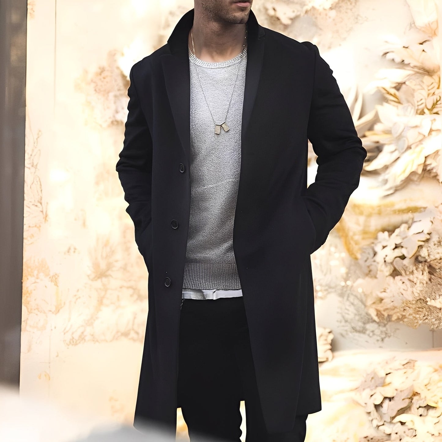 Trench-coat élégant pour homme à col revers
