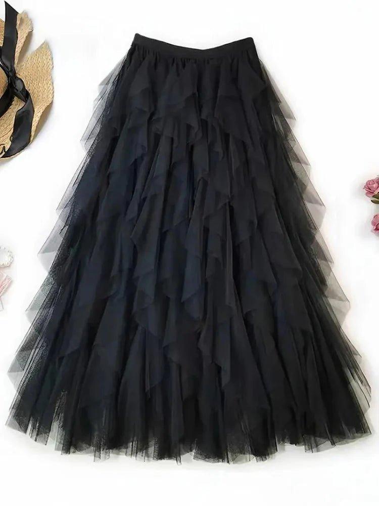 Jupe mi-longue femme tulle élégante