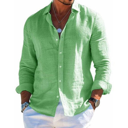 Chemise homme à manches longues décontractée boutonnée