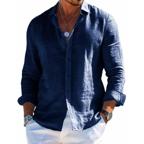 Chemise homme à manches longues décontractée boutonnée
