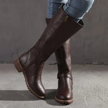 Bottes hauteur genou Boucles fines Effet cuir