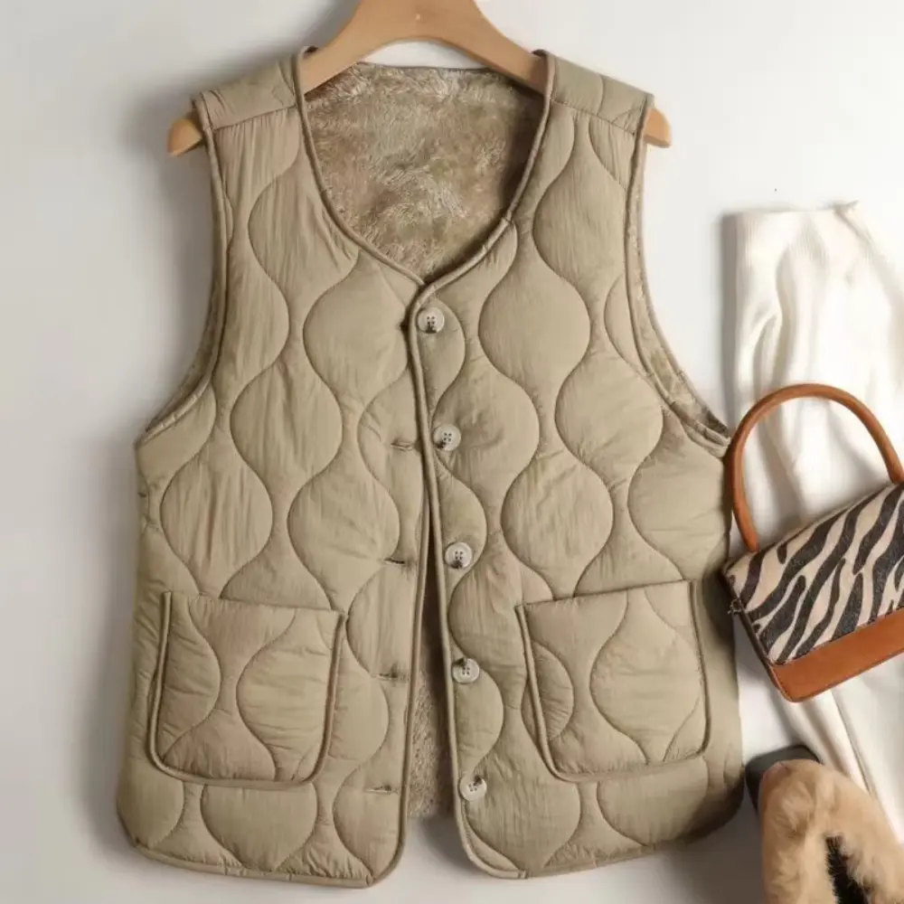 Gilet boutonnée pratique réversible pour femme