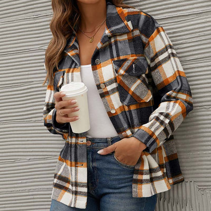 Manteau d'hiver à carreaux pour femme Collection automne
