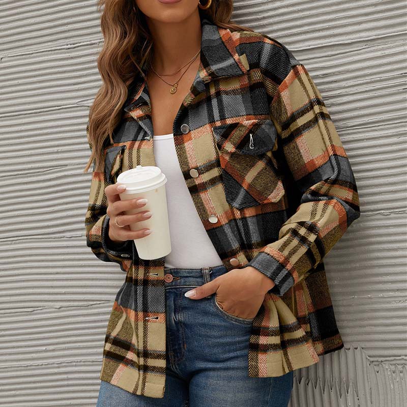 Manteau d'hiver à carreaux pour femme Collection automne