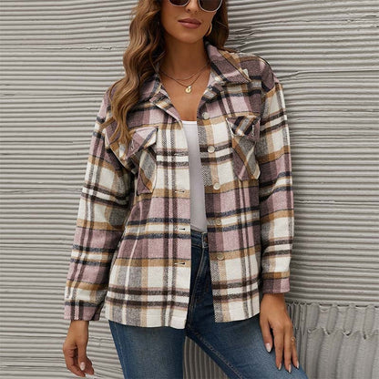 Manteau d'hiver à carreaux pour femme Collection automne