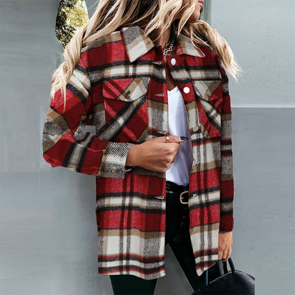 Manteau d'hiver à carreaux pour femme Collection automne