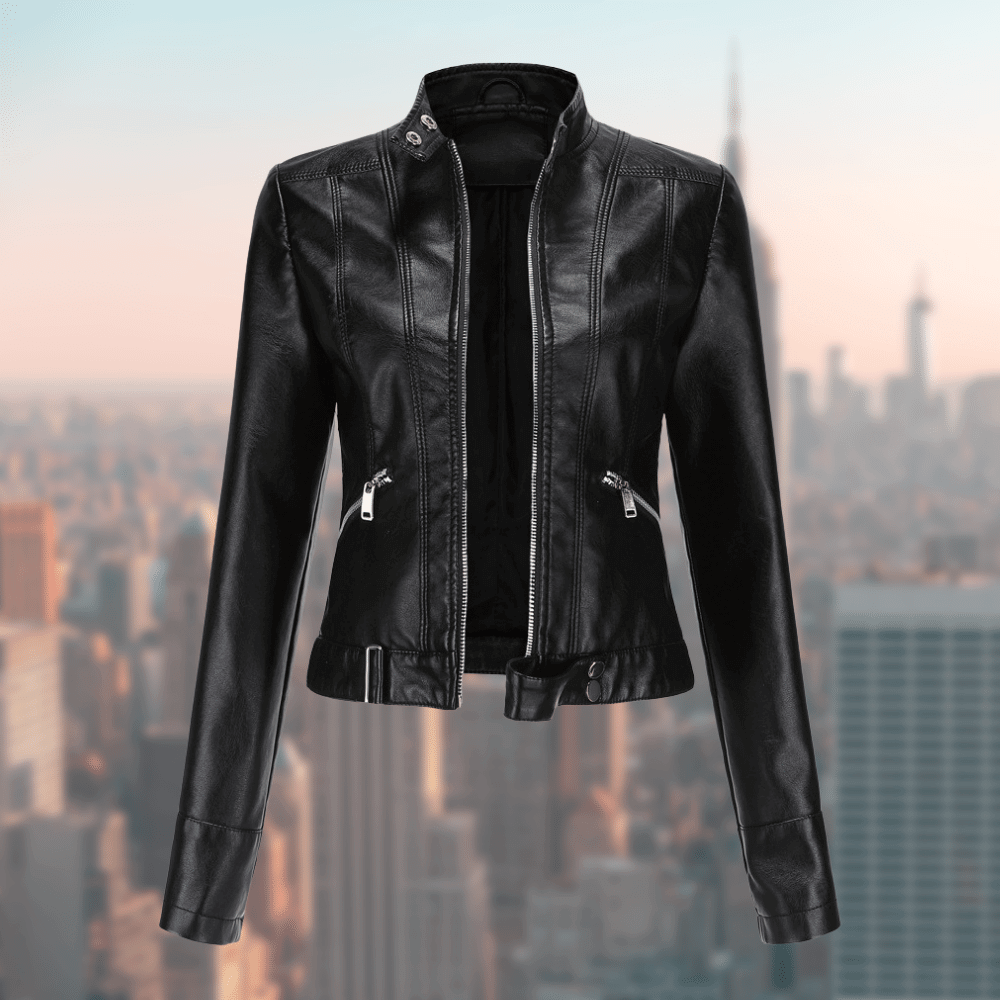 Élégante veste en cuir pour femme, stylée et robuste