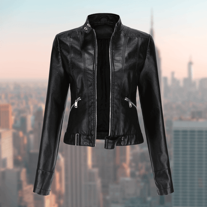 Élégante veste en cuir pour femme, stylée et robuste