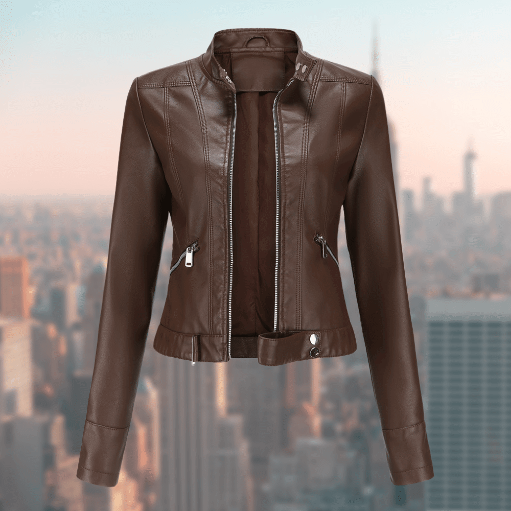 Élégante veste en cuir pour femme, stylée et robuste