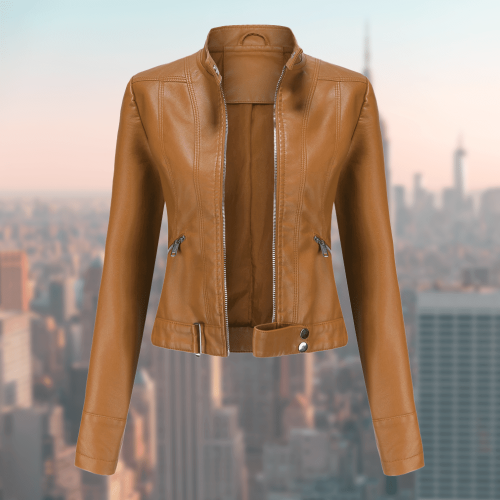 Élégante veste en cuir pour femme, stylée et robuste
