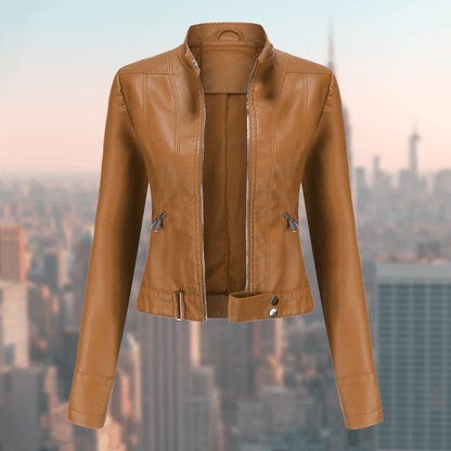 Élégante veste en cuir pour femme, stylée et robuste