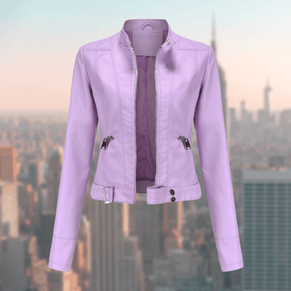 Élégante veste en cuir pour femme, stylée et robuste
