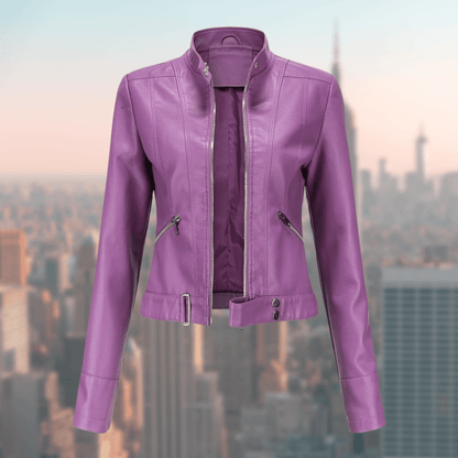 Élégante veste en cuir pour femme, stylée et robuste