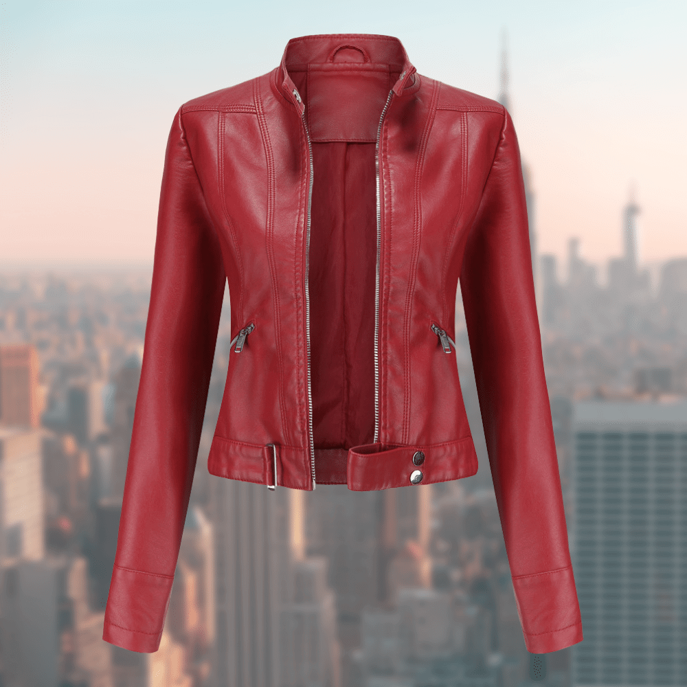 Élégante veste en cuir pour femme, stylée et robuste