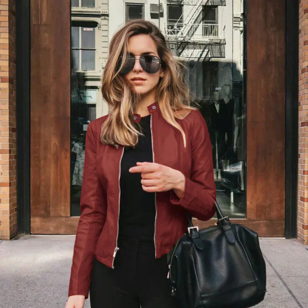 Veste en cuir italienne élégante noire