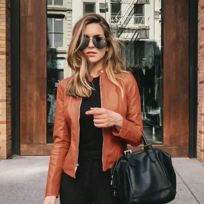 Veste en cuir italienne élégante noire
