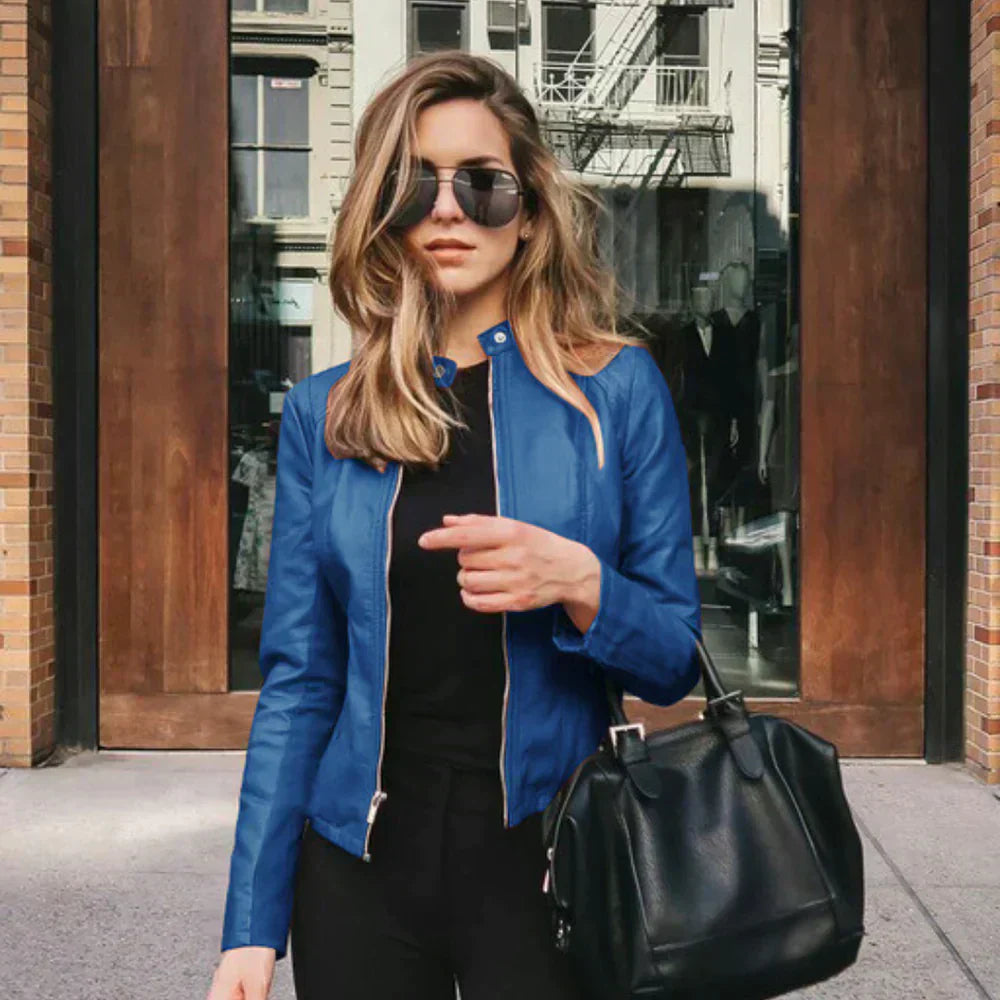 Veste en cuir italienne élégante noire