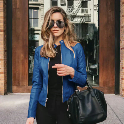 Veste en cuir italienne élégante noire