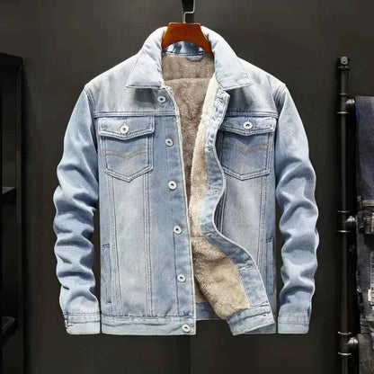 Veste en jean pour homme, doublée chaude