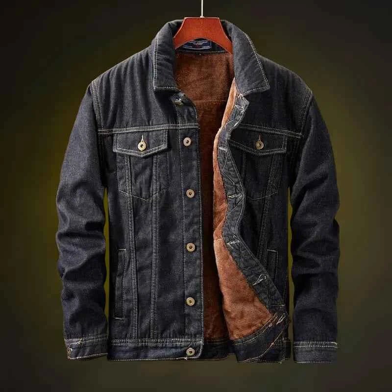 Veste en jean pour homme, doublée chaude