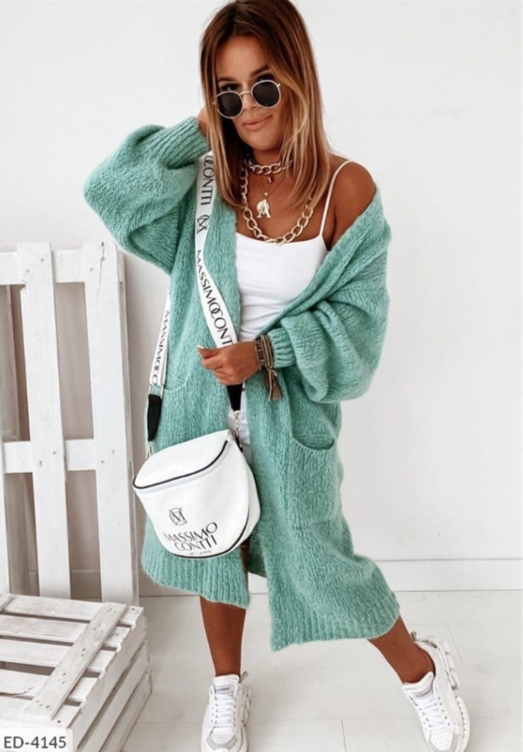 Long cardigan femme avec poches