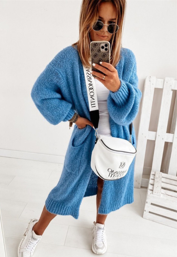 Long cardigan femme avec poches
