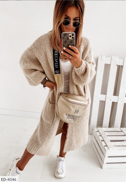 Long cardigan femme avec poches