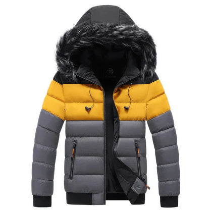 Manteau parka d'hiver pour homme avec col en fourrure