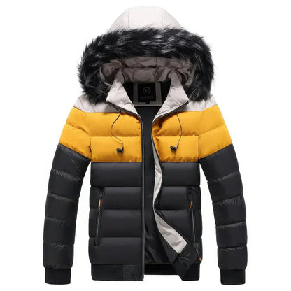 Manteau parka d'hiver pour homme avec col en fourrure