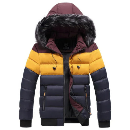 Manteau parka d'hiver pour homme avec col en fourrure