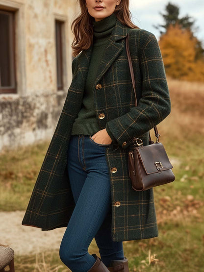 Manteau d'hiver femme marron à carreaux moderne