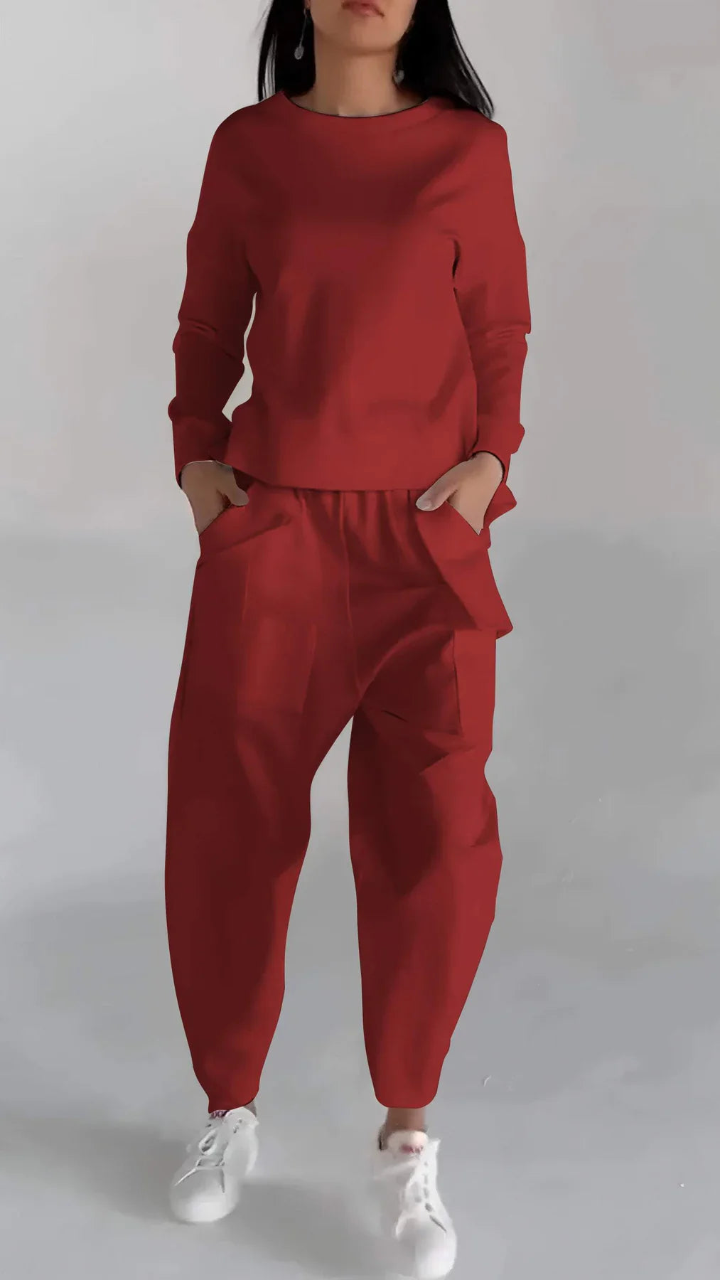 Ensemble deux pièces cachemire femme élégant col rond