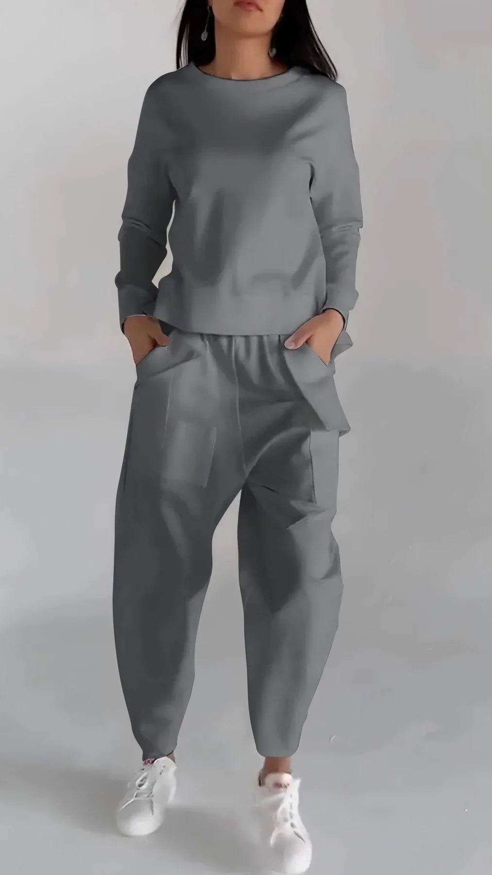 Ensemble deux pièces cachemire femme élégant col rond