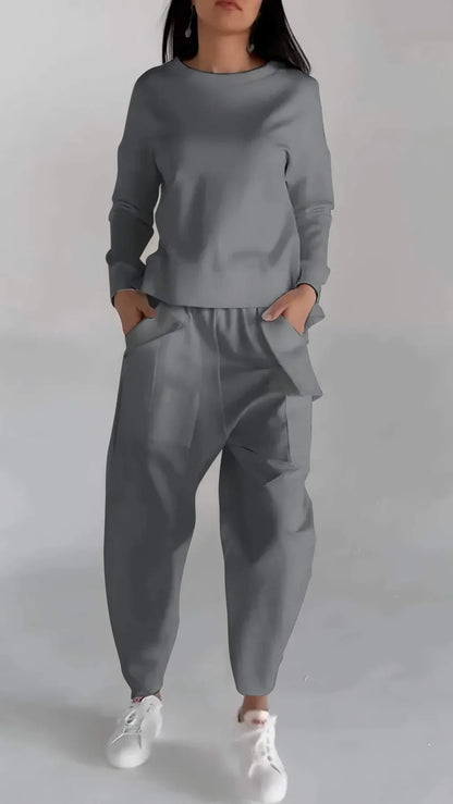 Ensemble deux pièces cachemire femme élégant col rond