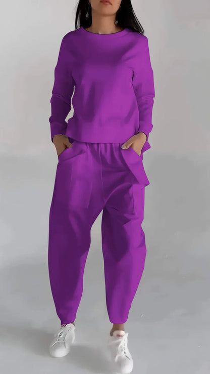 Ensemble deux pièces cachemire femme élégant col rond
