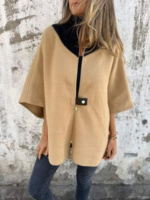 Veste courte chic à col montant et fermeture éclair
