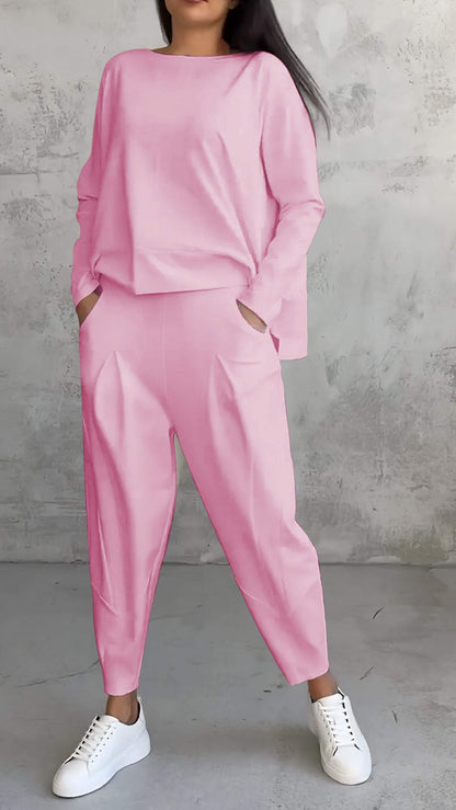 Ensemble de salon ample : Haut et pantalon oversize en maille douce