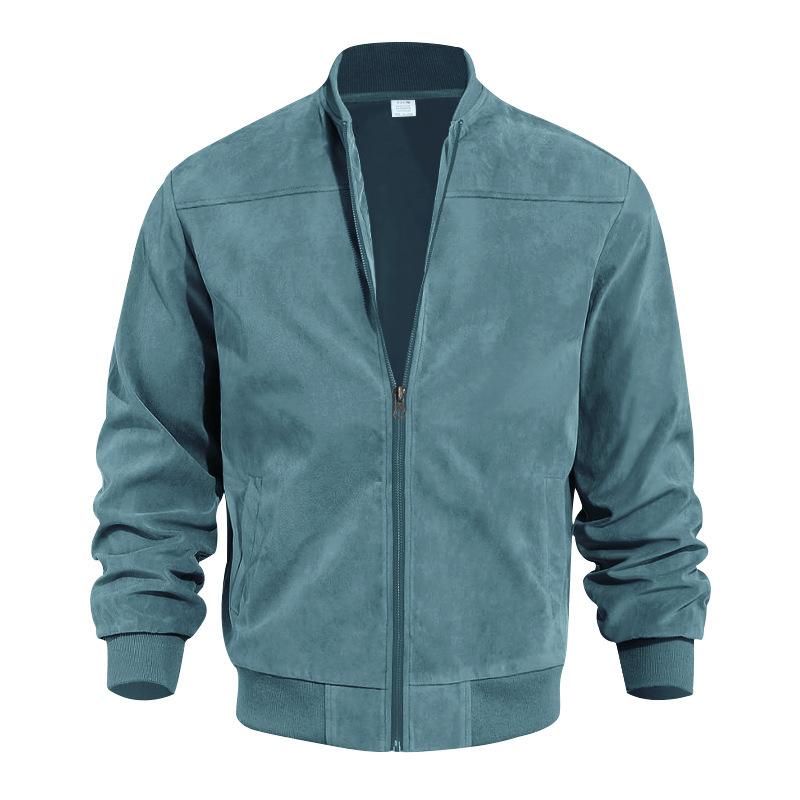 Blouson en cuir pour homme, mi-saison, col montant