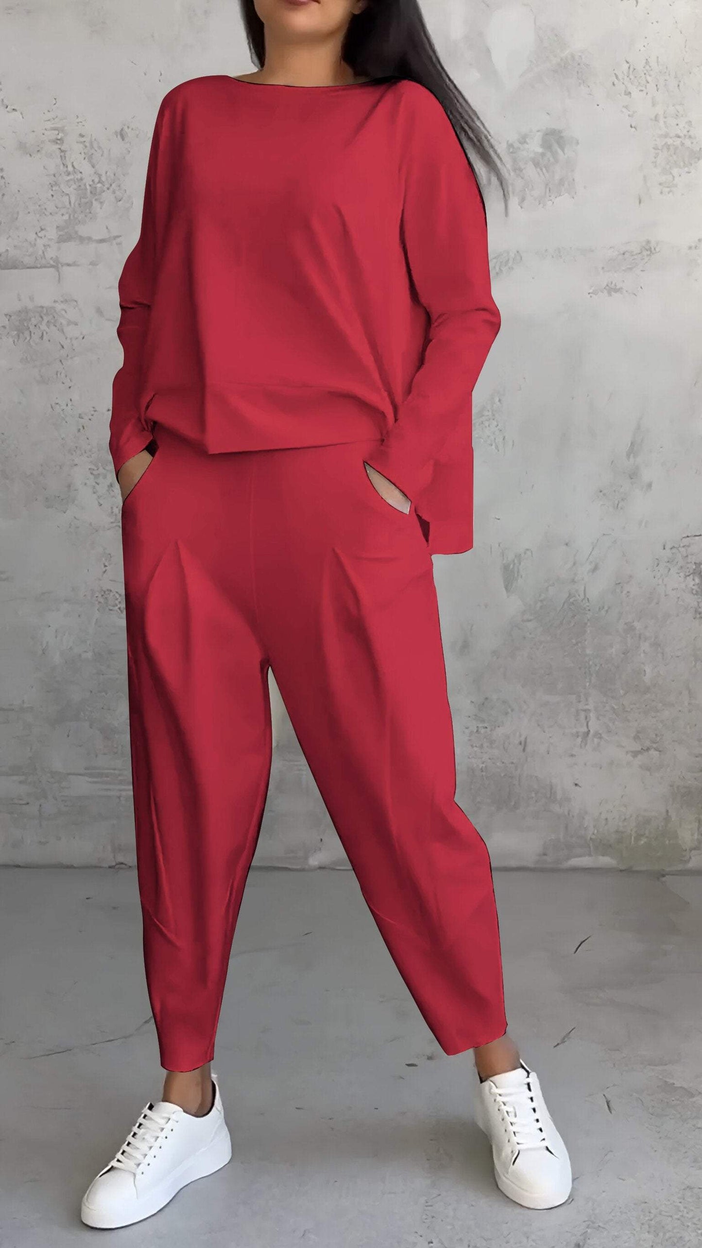 Ensemble de salon ample : Haut et pantalon oversize en maille douce