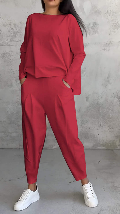 Ensemble de salon ample : Haut et pantalon oversize en maille douce