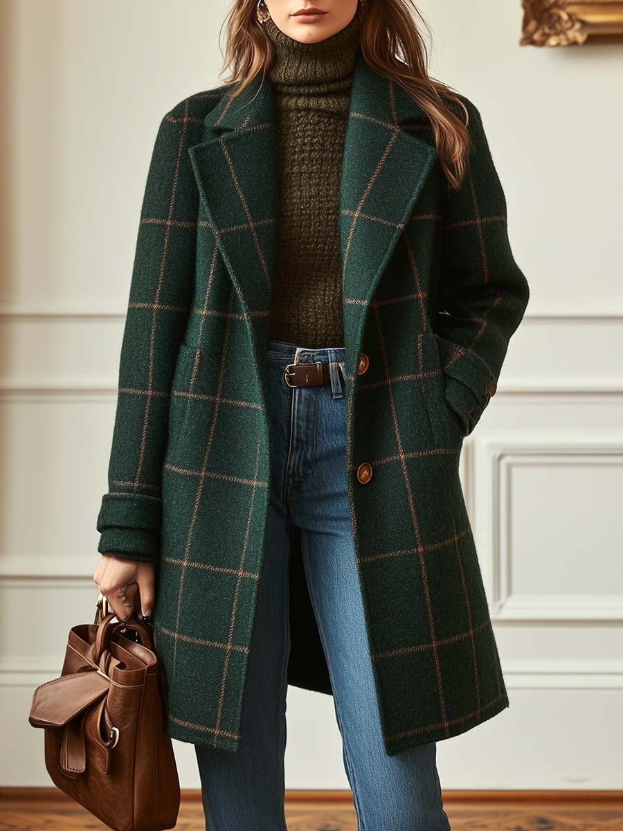 Manteau à carreaux moderne pour femme
