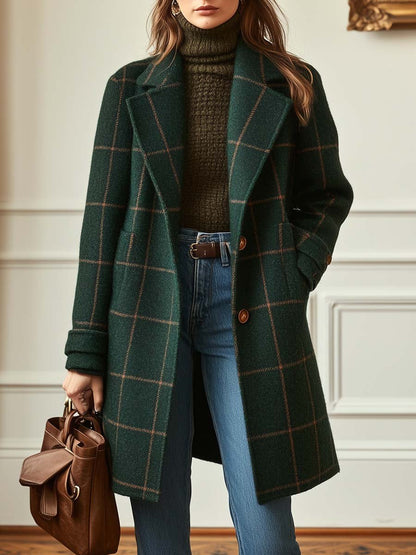 Manteau à carreaux moderne pour femme