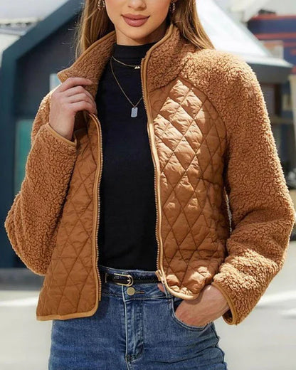 Weiche Plüschjacke Damen Reißverschluss - IdealeKleiden