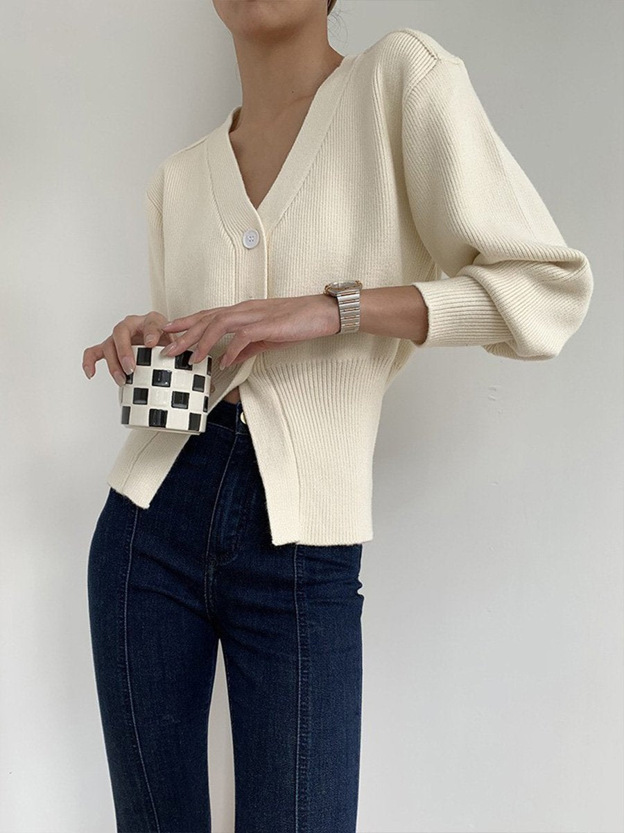 Frauen Strickjacke V-Ausschnitt Weich - IdealeKleiden