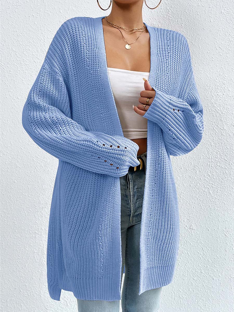 Cardigans douillets | Cardigan mi-long ample col V confortable