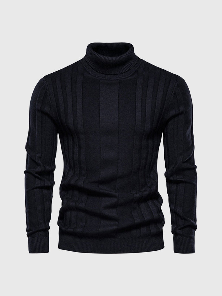Pull-over col roulé rayé pour homme
