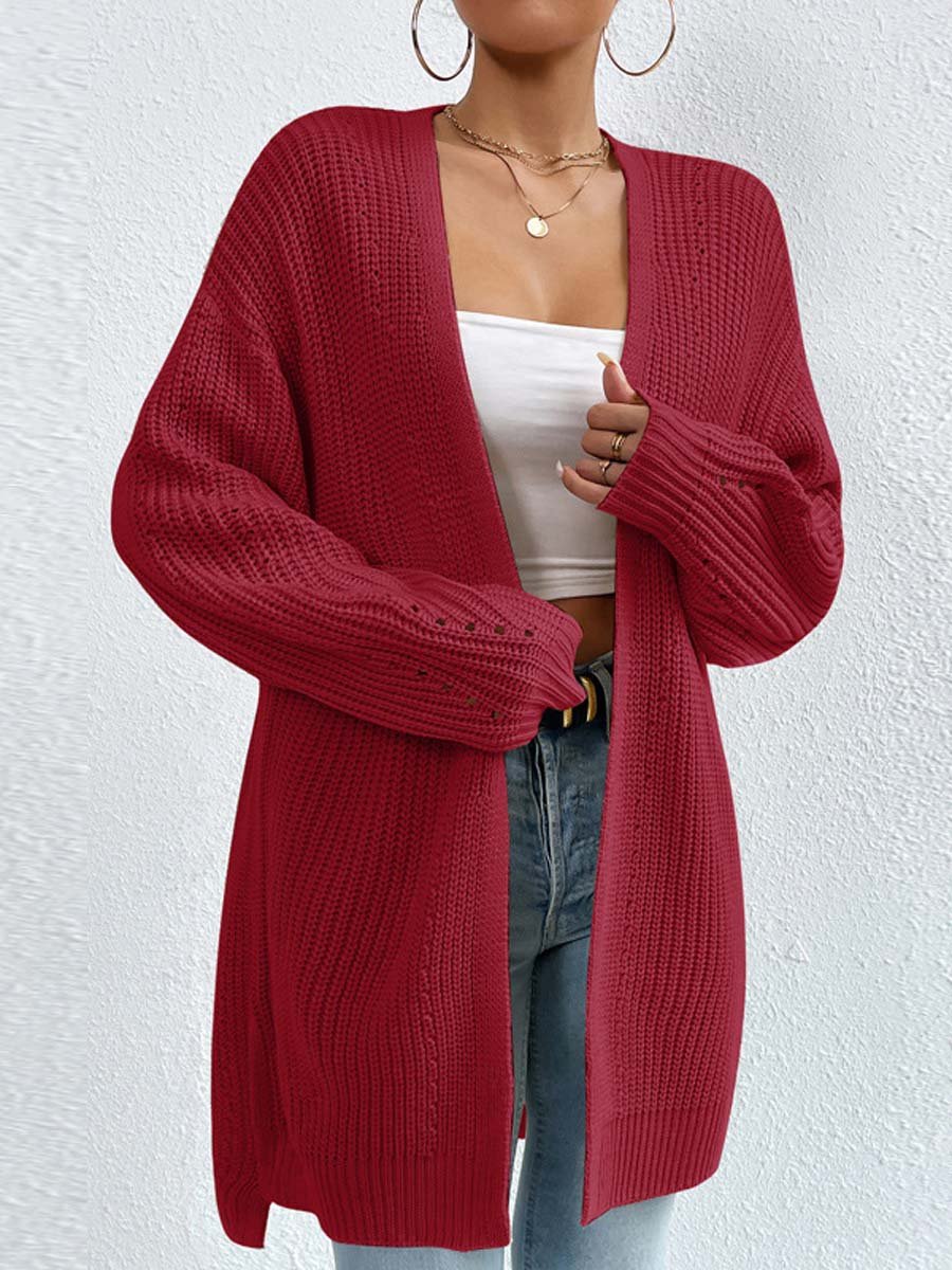 Cardigans douillets | Cardigan mi-long ample col V confortable