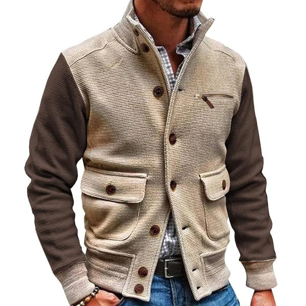 Veste homme vintage col montant avec de nombreuses poches