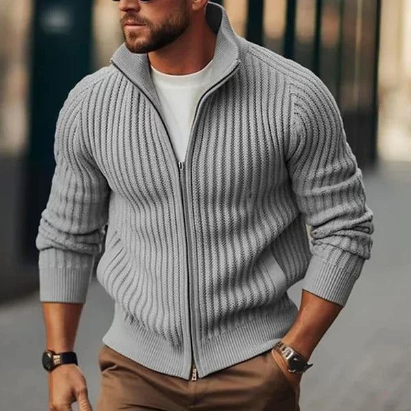 Cardigan homme col montant fermeture éclair moderne
