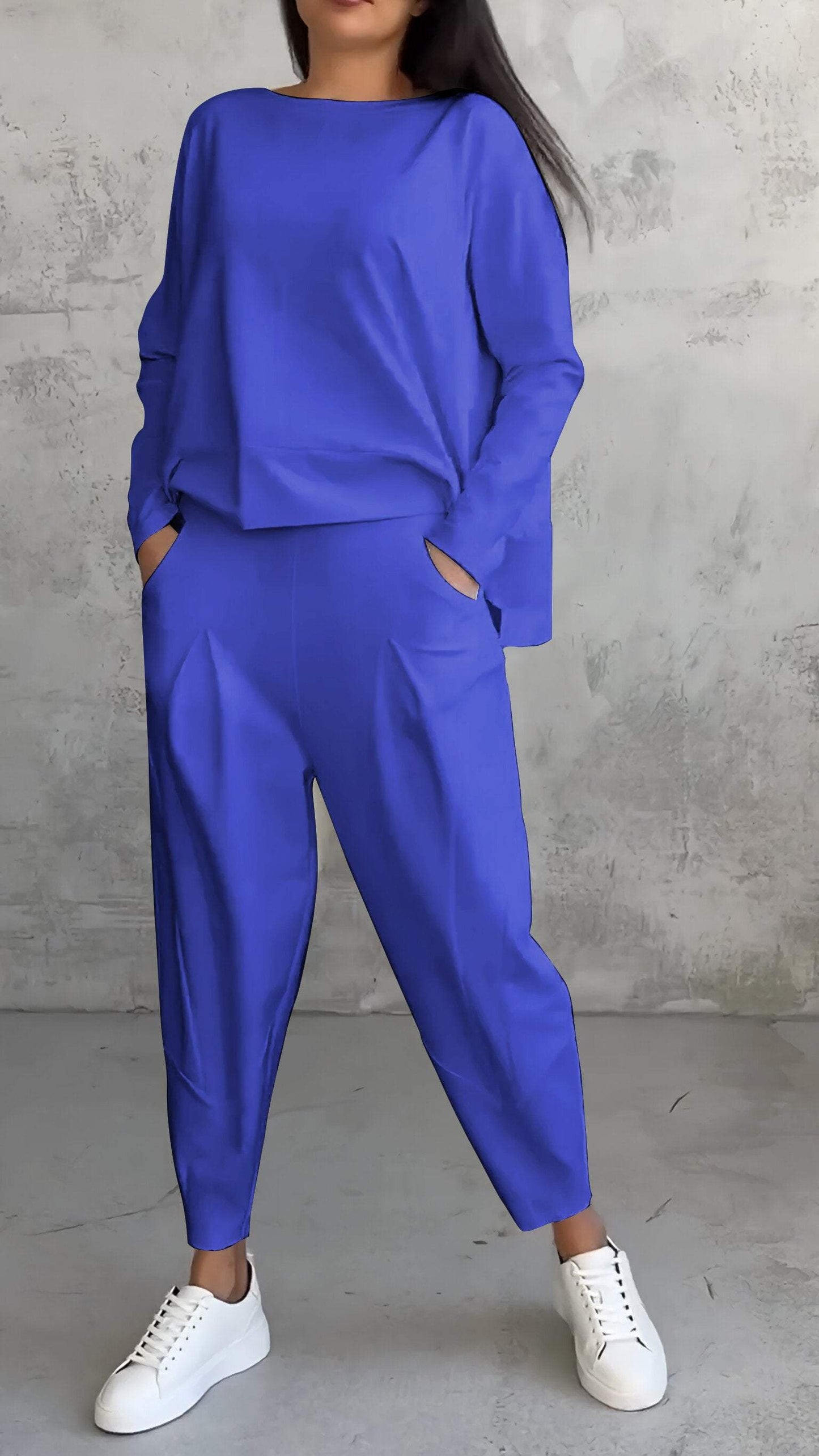 Ensemble de salon ample : Haut et pantalon oversize en maille douce